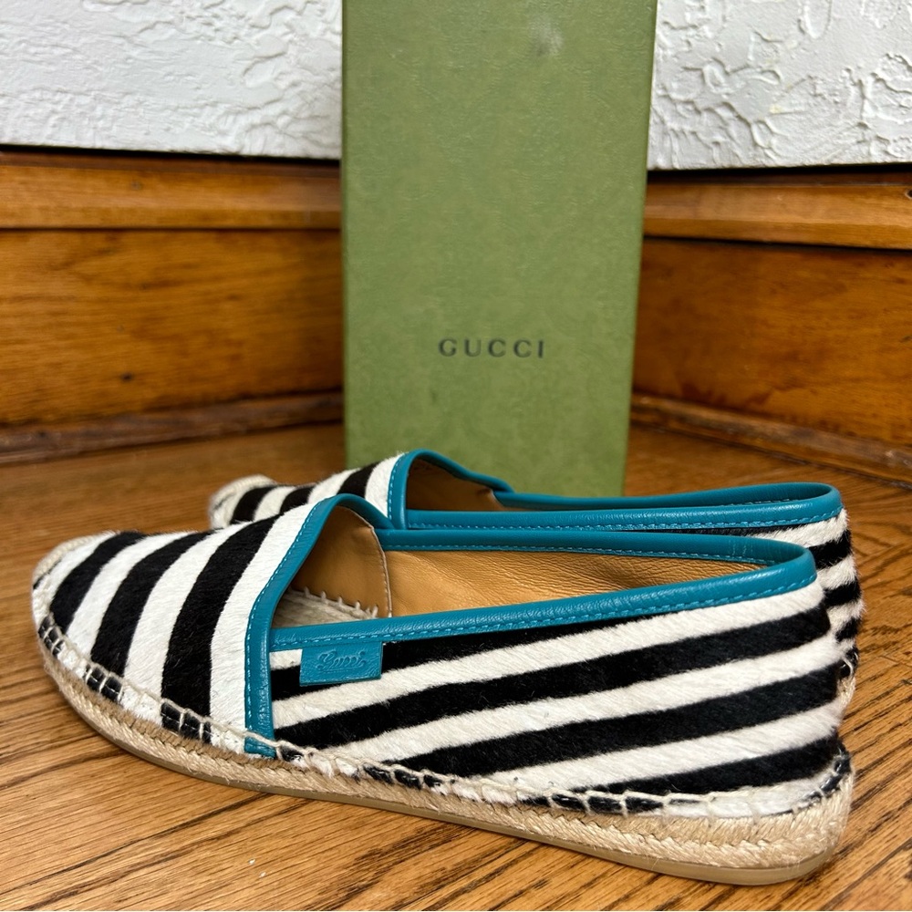 GUCCI | Lilibeth Pony-Style Calfskin Espadrille Shoes Size 37.5
